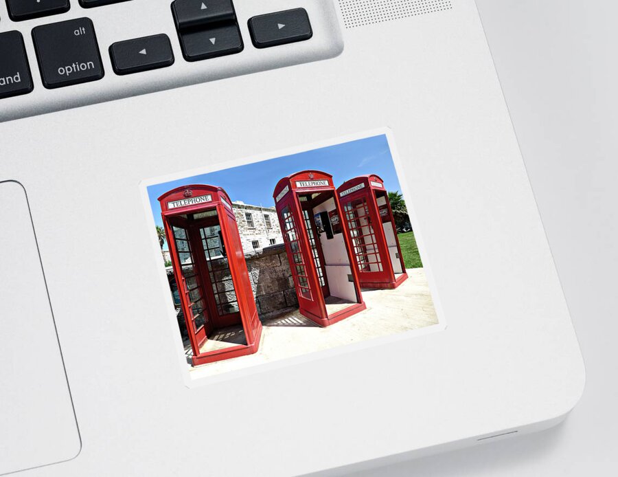 Richard Reeve Sticker featuring the photograph Bermuda Phone Boxes 2 by Richard Reeve
