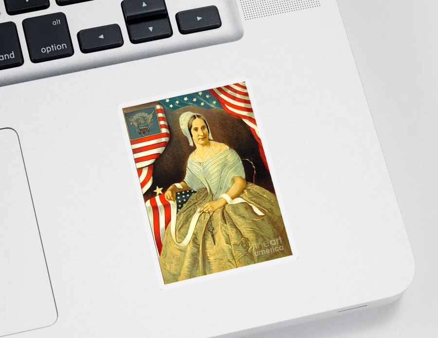 History Sticker featuring the photograph Betsy Ross, American Flag Design by British Library