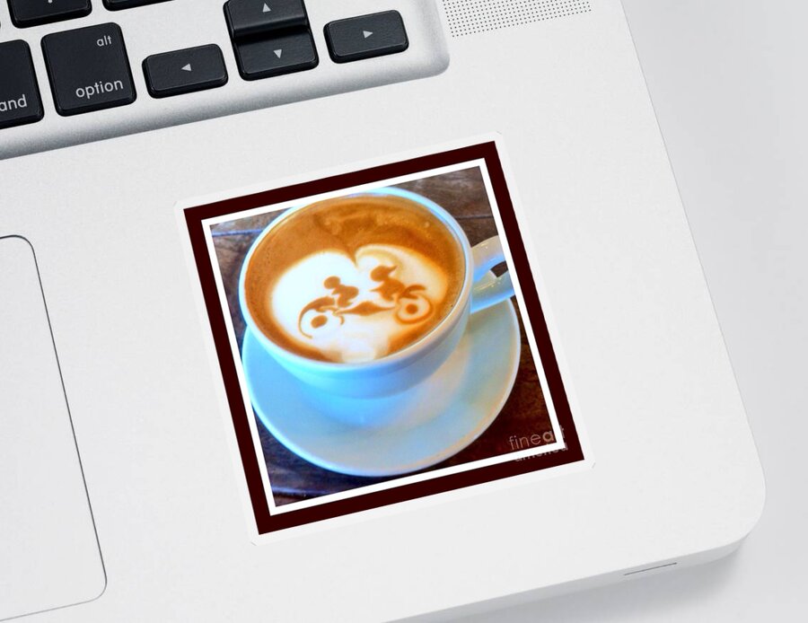 Latte Art Sticker featuring the photograph Bicycle Built For Two Latte by Susan Garren