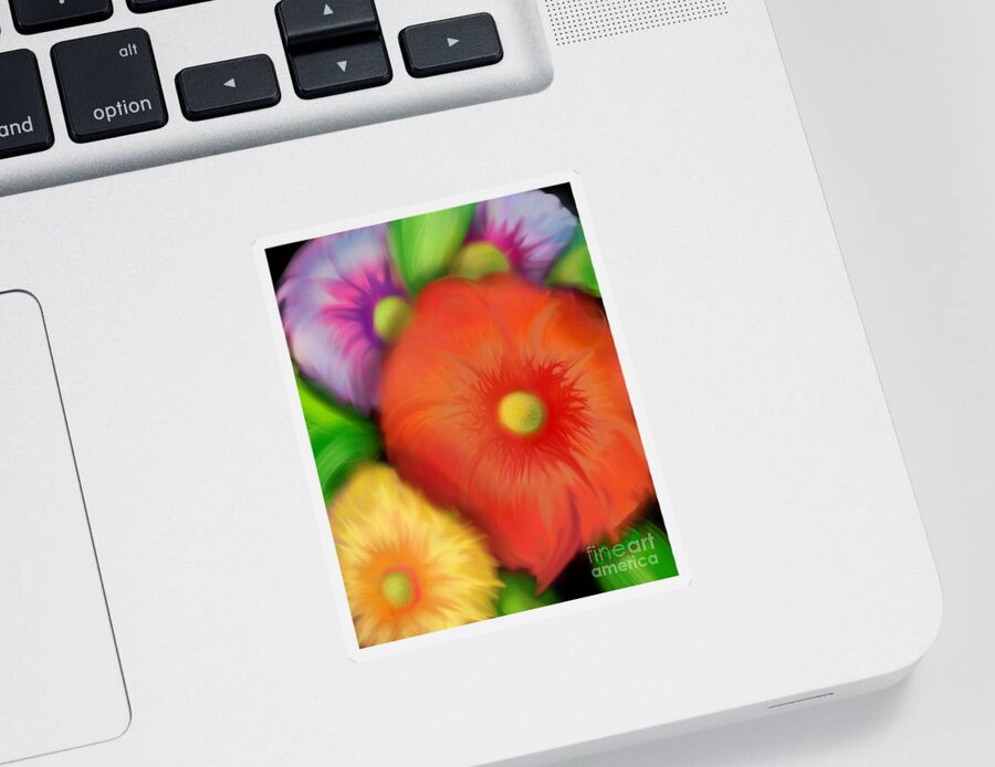 Floral Sticker featuring the digital art Big Blooms by Christine Fournier