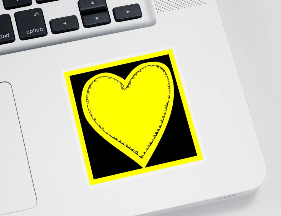 Valentine Sticker featuring the digital art Big Heart 1 Yellow by Marianne Campolongo