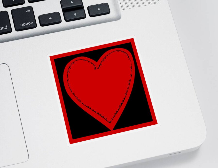 Valentine Sticker featuring the digital art Big Heart 2 Red by Marianne Campolongo