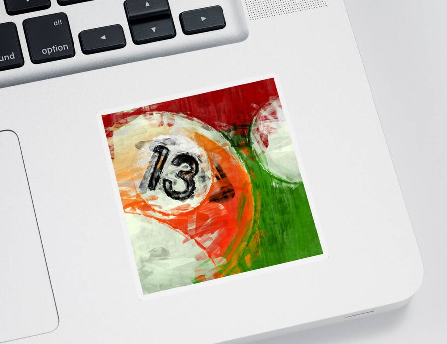 Thirteen Sticker featuring the digital art Billiards 13 by David G Paul