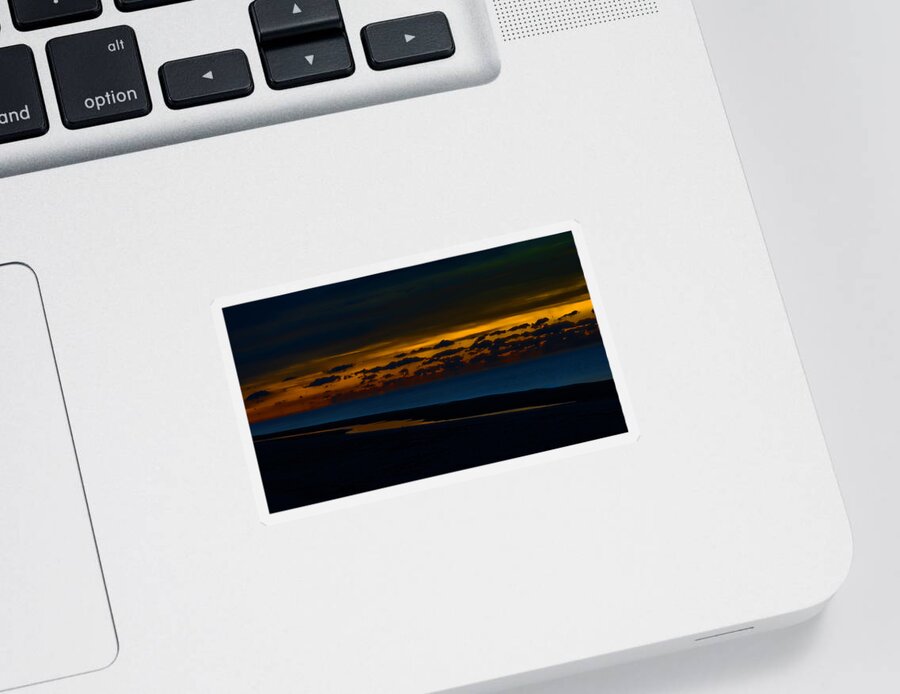 Palm Sticker featuring the digital art Black Beach with Orange Sky by Michael Thomas