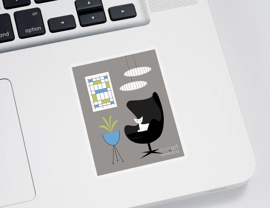 Egg Chair Sticker featuring the digital art Black Egg Chair by Donna Mibus