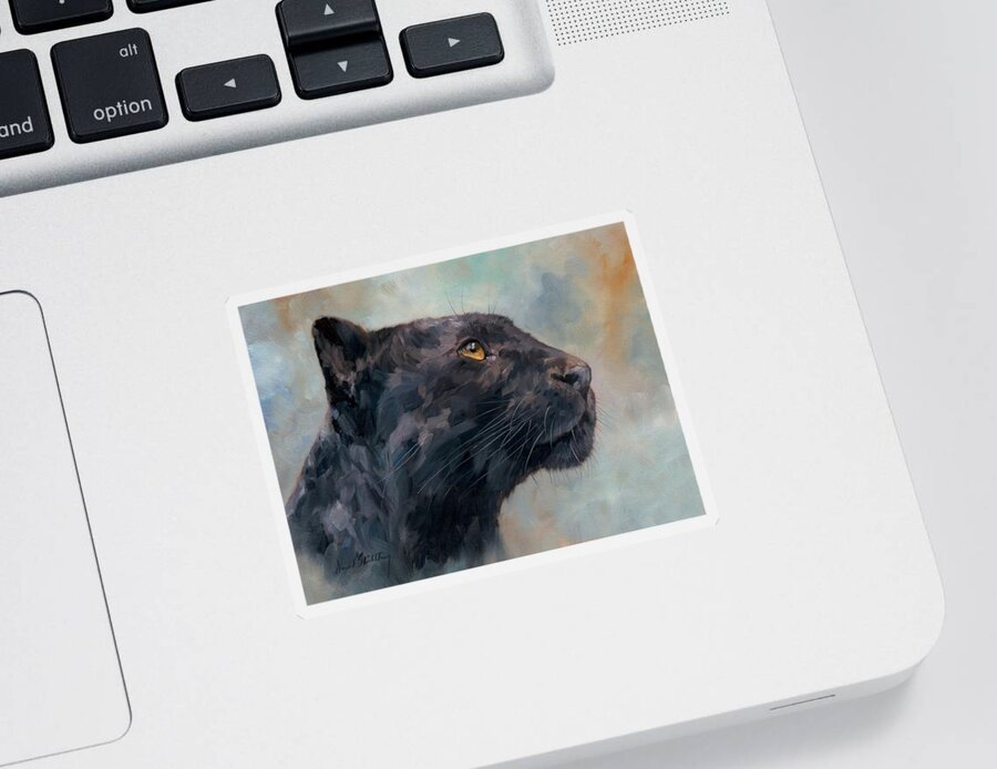 Panther Sticker featuring the painting Black Panther by David Stribbling
