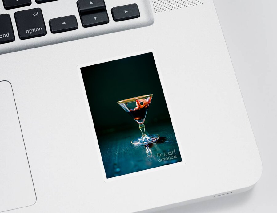 Eyeball Sticker featuring the photograph Bloody eyeball in martini glass by Edward Fielding
