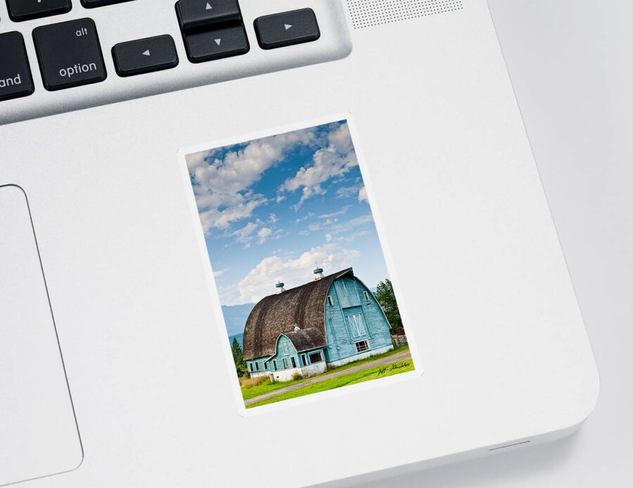 Agricultural Activity Sticker featuring the photograph Blue Barn in the Stillaguamish Valley by Jeff Goulden