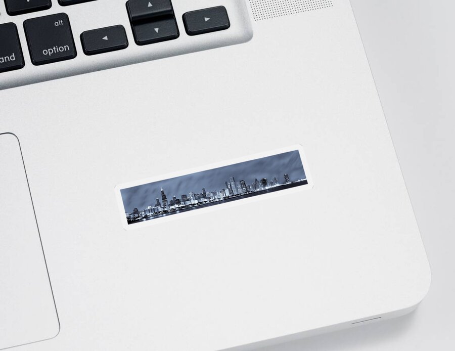 Chicago Skyline Sticker featuring the photograph Blue Chicago Skyline by Sebastian Musial