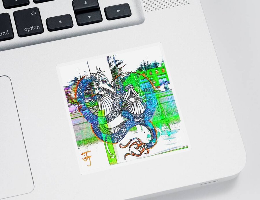 Blue Sticker featuring the photograph Blue Dragon by Kelly Awad