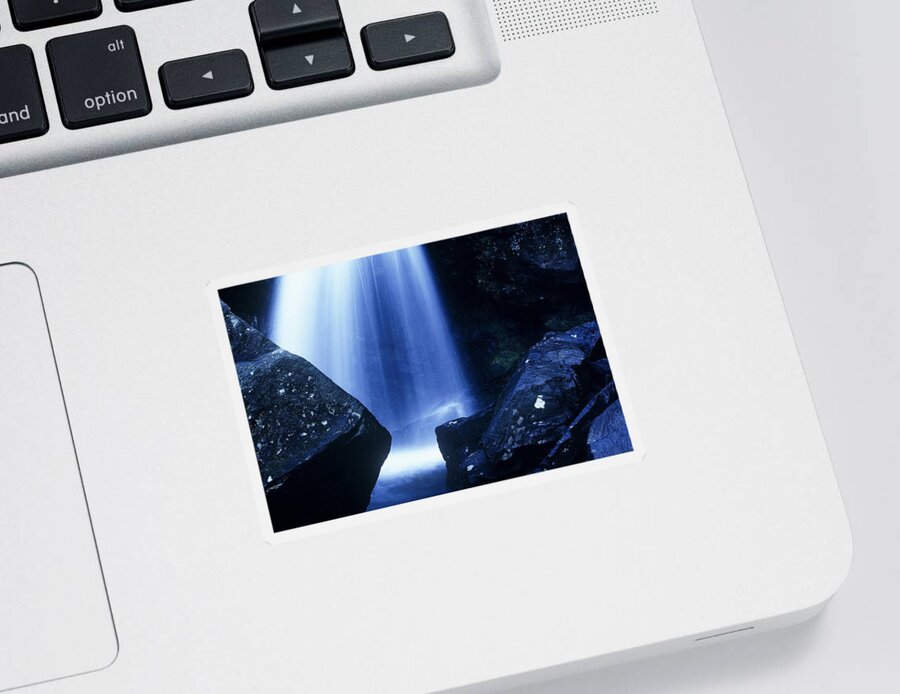 Waterfalls Sticker featuring the photograph Blue Falls by Rodney Lee Williams