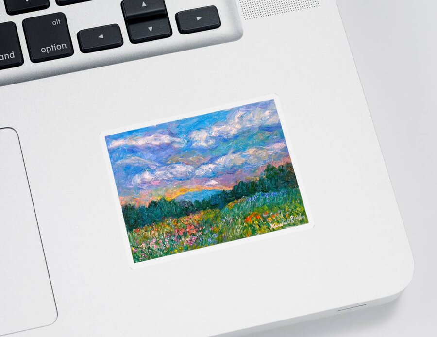 Landscape Sticker featuring the painting Blue Ridge Wildflowers by Kendall Kessler