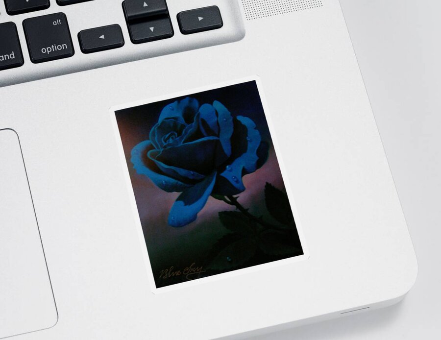 Rose Sticker featuring the painting Blue Rose by Blue Sky