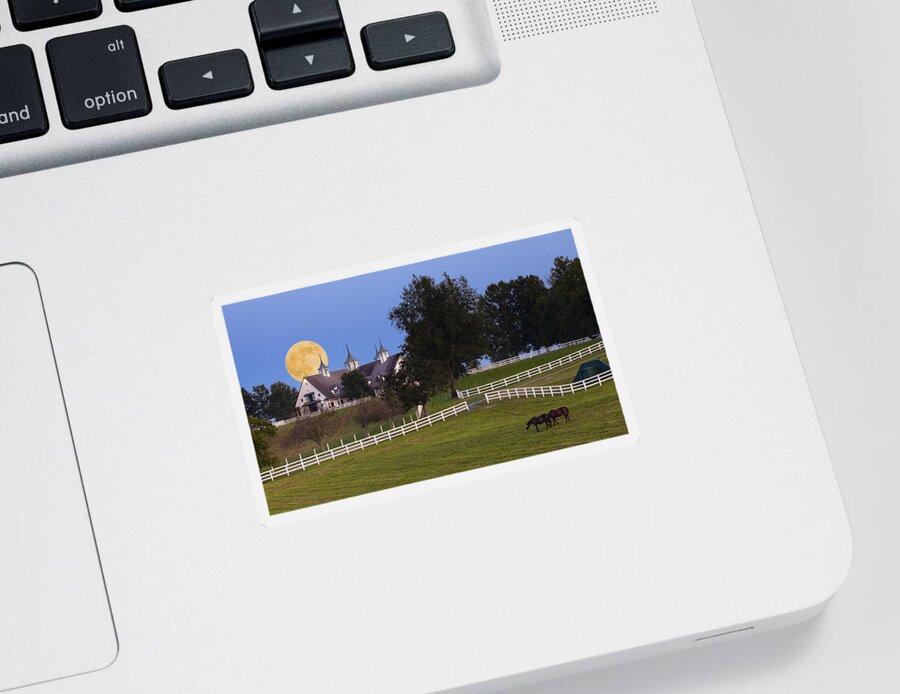Farm Sticker featuring the photograph Bluegrass Moonrise by Alexey Stiop