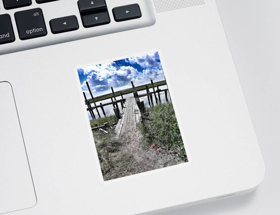 Boat Dock Sticker featuring the photograph Boat Dock with Gulls by Patricia Greer