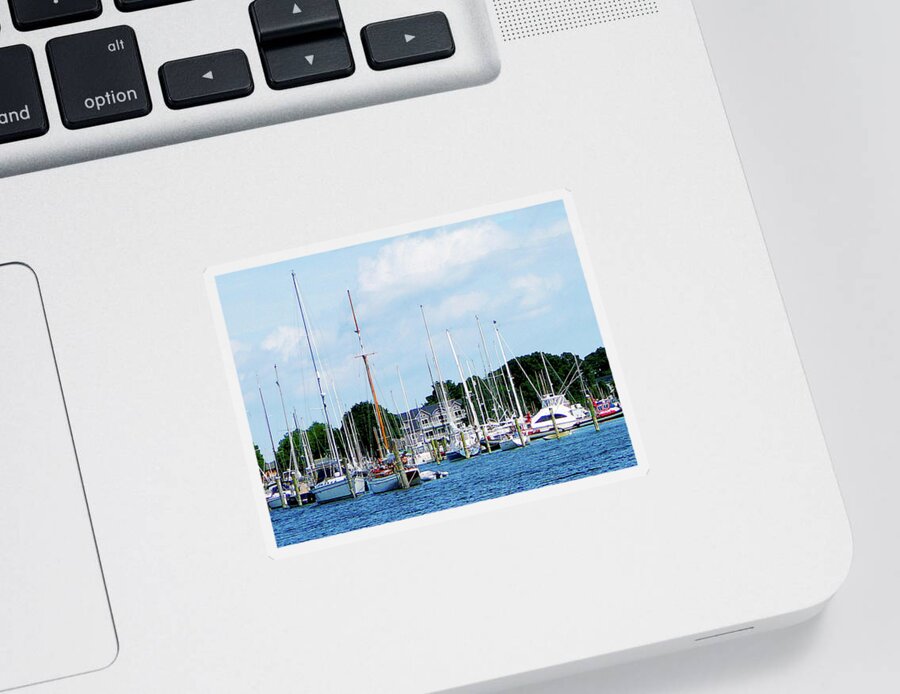 Boat Sticker featuring the photograph Boat - Village Dock at Wickford RI by Susan Savad