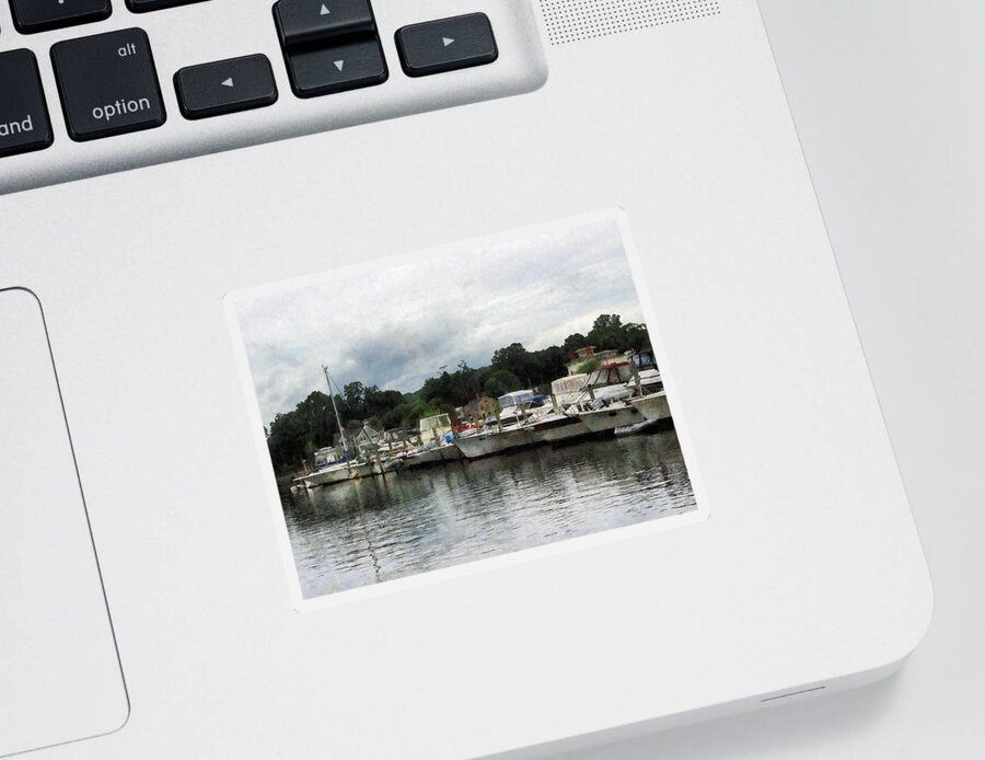 Boat Sticker featuring the photograph Boats on a Cloudy Day Essex CT by Susan Savad