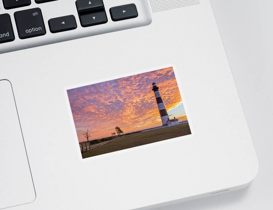 Outer Banks Sticker featuring the photograph Bodie Island Lighthouse at Sunrise by Photographic Arts And Design Studio