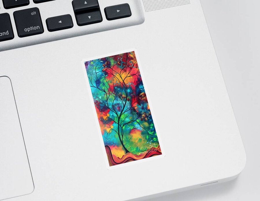 Abstract Sticker featuring the painting Bold Rich Colorful Landscape Painting Original Art COLORED INSPIRATION by MADART by Megan Aroon