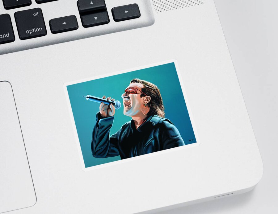 Rock And Roll Sticker featuring the painting Bono of U2 Painting by Paul Meijering
