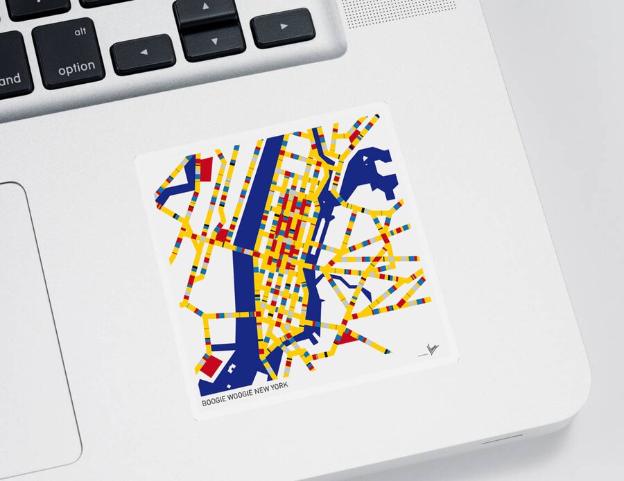 Minimal Sticker featuring the digital art Boogie Woogie New York by Chungkong Art