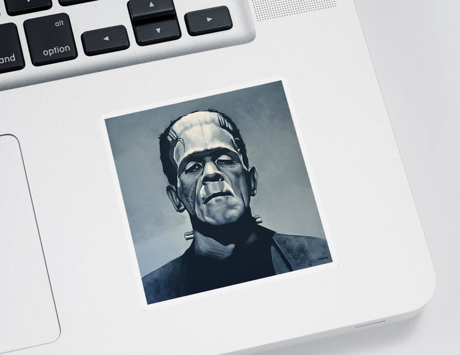 Frankenstein Sticker featuring the painting Boris Karloff as Frankenstein by Paul Meijering