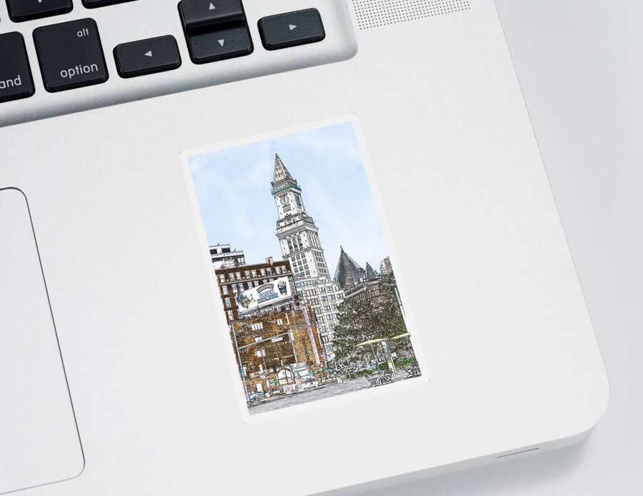 Fred Larson Sticker featuring the photograph Boston Custom House Tower by Fred Larson
