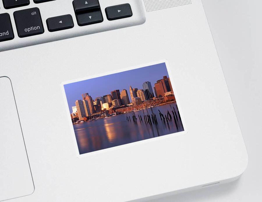 Boston Sticker featuring the photograph Boston Financial District and Harbor by Juergen Roth