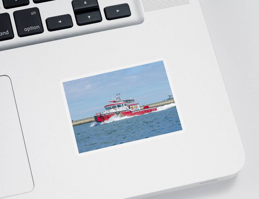 John S. Damrell Sticker featuring the photograph Boston Fire Marine 1 by Brian MacLean
