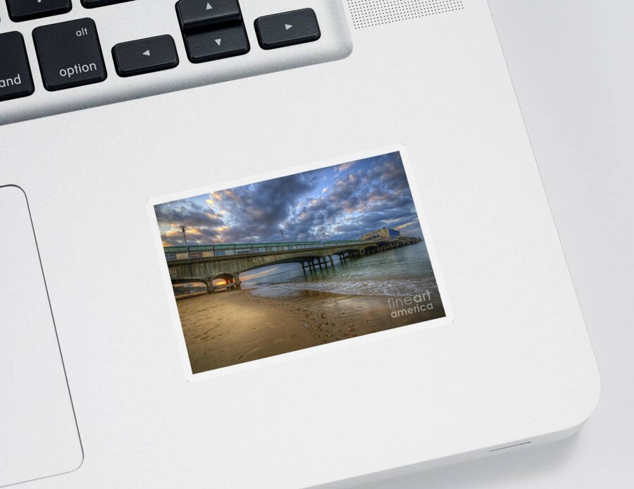 Hdr Sticker featuring the photograph Bournemouth Beach Sunrise 3.0 by Yhun Suarez