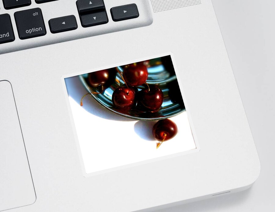 Photograph Sticker featuring the photograph Bowl of Cherries by Tracy Male