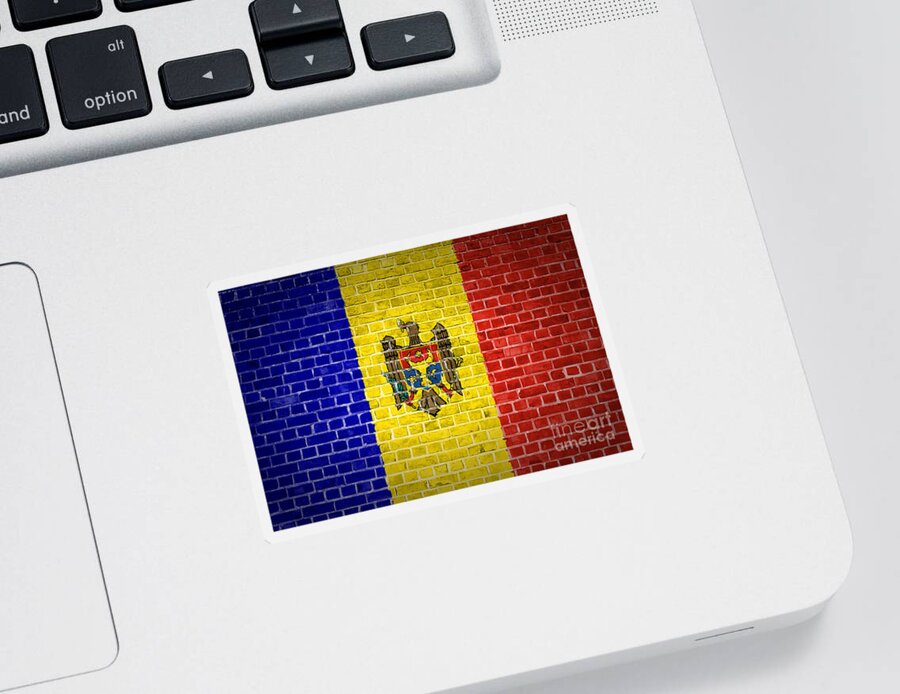 Moldova Sticker featuring the digital art Brick Wall Moldova by Antony McAulay