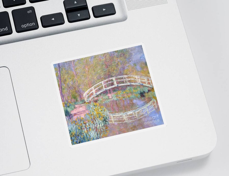 Monet Sticker featuring the painting Bridge in Monet's Garden by Claude Monet