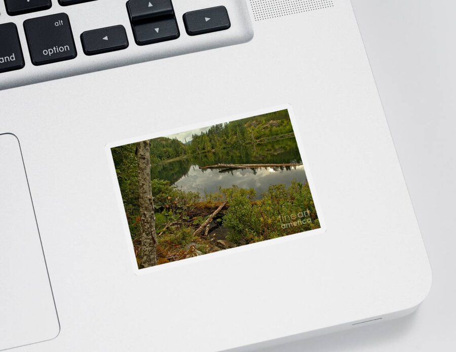 Starvation Lake Sticker featuring the photograph British Columbia Starvation Lake by Adam Jewell