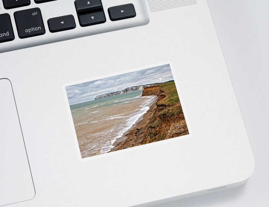 Isle Of Wight Sticker featuring the photograph Brook Bay and Chalk Cliffs by Jeremy Hayden