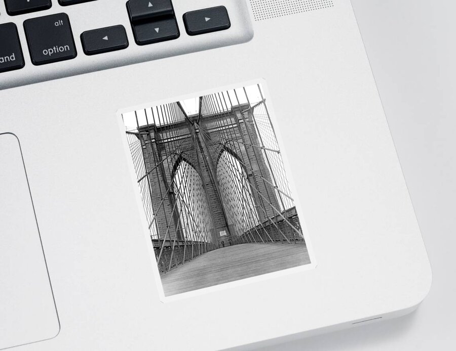 Arch Sticker featuring the photograph Brooklyn Bridge Promenade by Underwood Archives