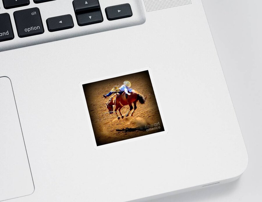 Horses Sticker featuring the photograph Bucking Broncos Rodeo Time by Susan Garren