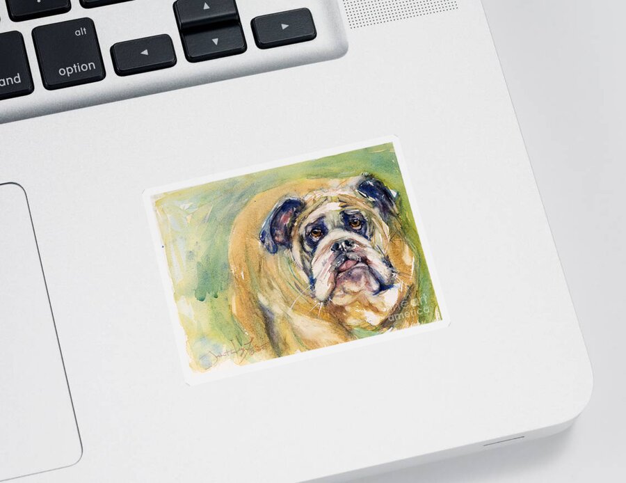 Dog Sticker featuring the painting Bulldog by Judith Levins