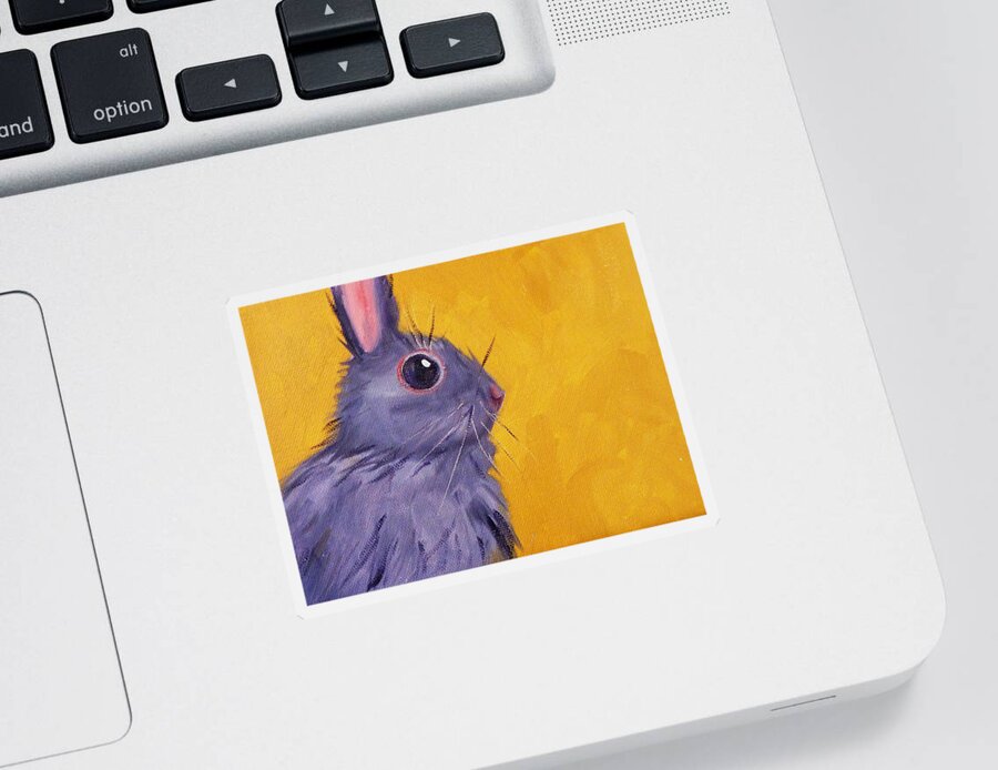 Quiet Sticker featuring the painting Bunny by Nancy Merkle