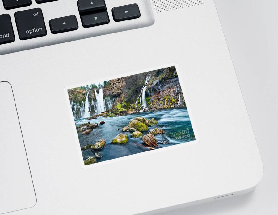Burney Falls Sticker featuring the photograph A Thousand Falls by Jamie Pham