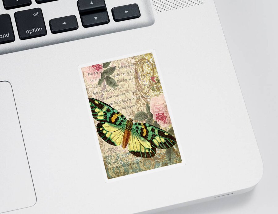  Butterfly Sticker featuring the digital art Butterfly Kisses-B by Jean Plout