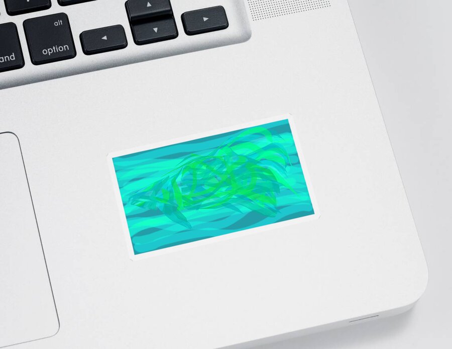 Abstract Sticker featuring the digital art Camouflage Fish by Stephanie Grant