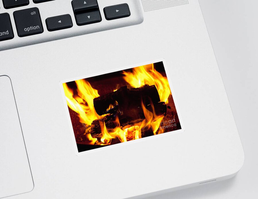 Fire Sticker featuring the photograph Campfire Burning by Bryan Mullennix