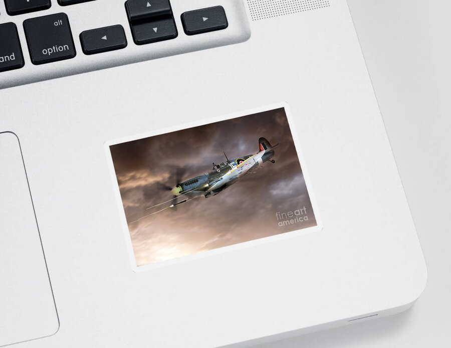 Supermarine Spitfire Sticker featuring the digital art Cannons Blazing by Airpower Art