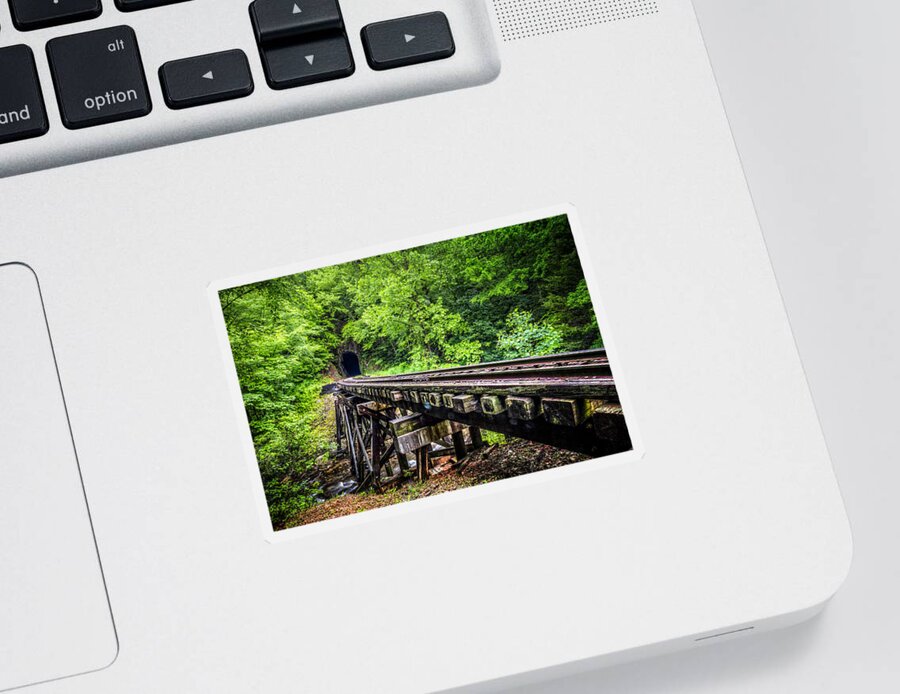 Andrews Sticker featuring the photograph Carolina Railroad Trestle by Debra and Dave Vanderlaan