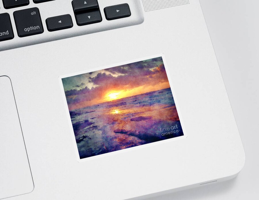 Sunrise Sticker featuring the digital art Carolina Sunrise by Phil Perkins