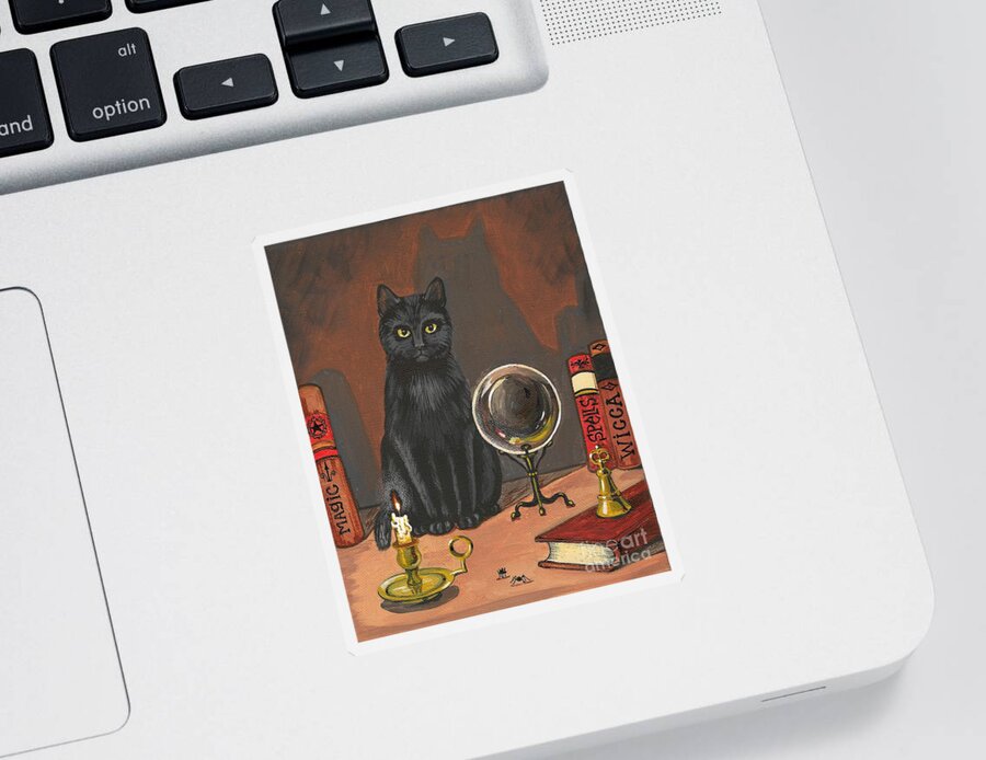 Print Sticker featuring the painting Cat Magic by Margaryta Yermolayeva