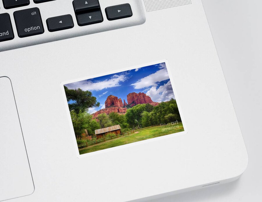 Cathedral Rock Sticker featuring the photograph Cathedral Rock by Priscilla Burgers