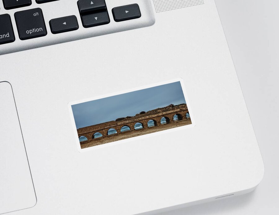Israel Sticker featuring the photograph Ceasarea Aqueduct 2 by Mark Fuller