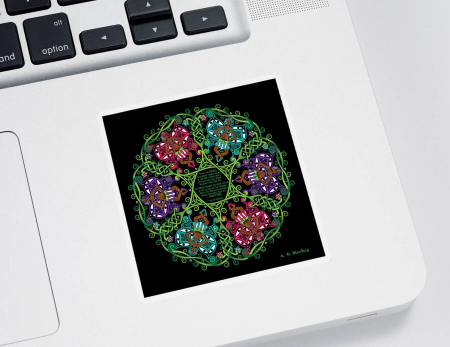 Celtic Knotwork Sticker featuring the digital art Celtic Fairy Mandala by Celtic Artist Angela Dawn MacKay